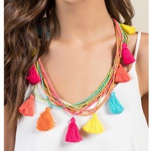 Colorful Maldive Beaded Tassel Necklace